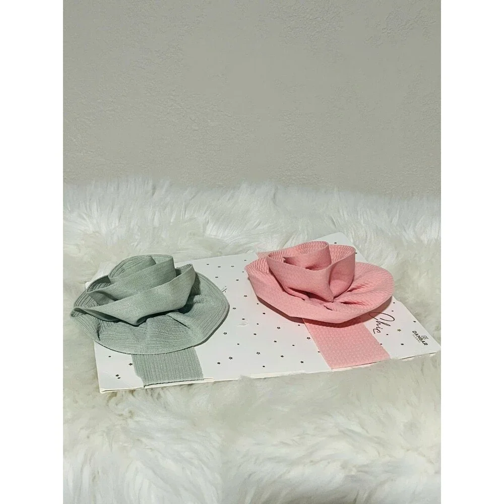 DANBAR Baby Girl Headbands Flower Soft Stretch Fabric Pack of 2 Pink Green...